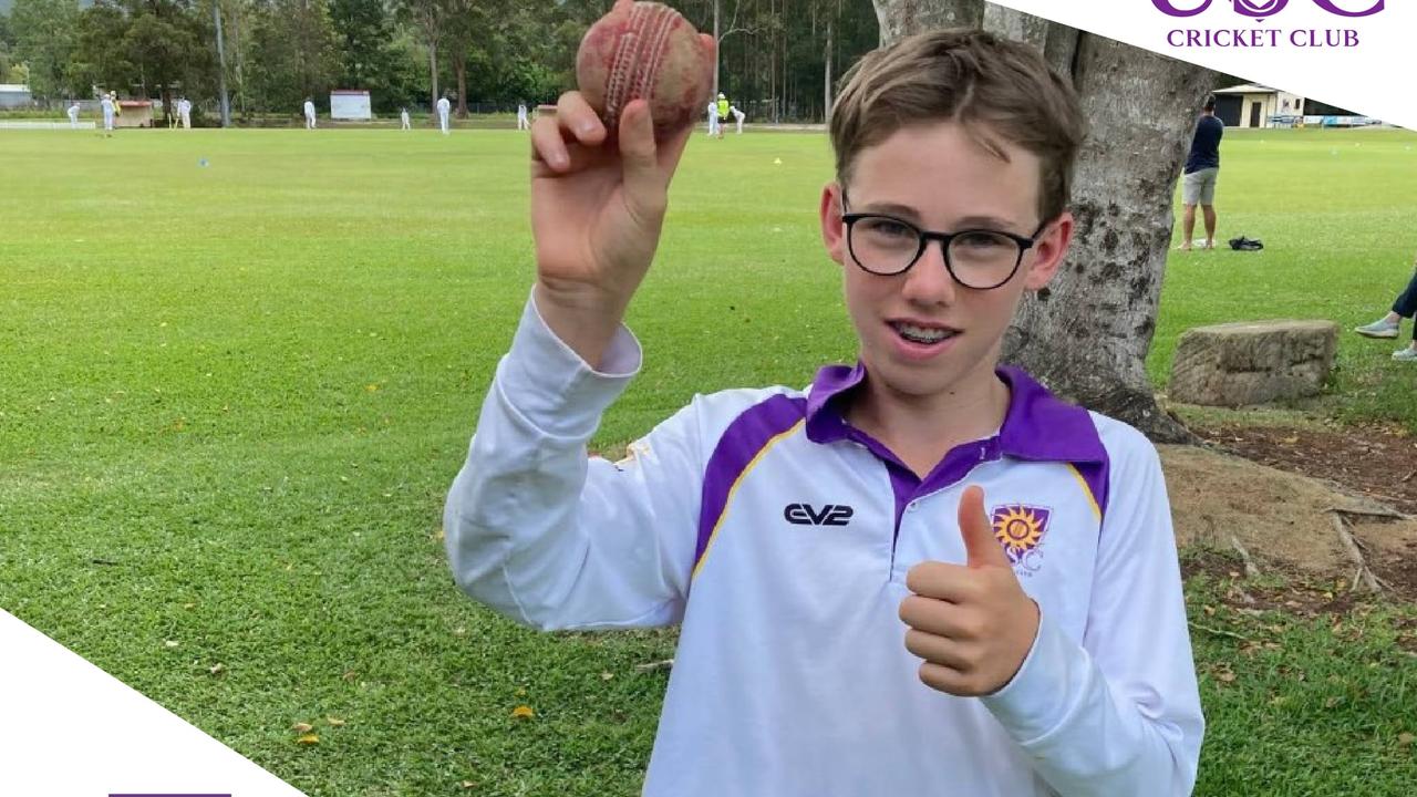 Dougie Miller shows a thumbs up after a terrific performance for his USC white team. Picture: USC Cricket Club Facebook