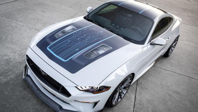 The Ford Mustang Lithium concept car features a bonnet with see through sections. Picture: Supplied.