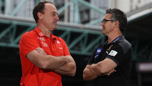 Swans coach John Longmire and Giants counterpart Leon Cameron have developed a good rivalry. Picture: Getty Images