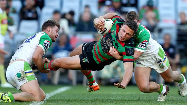 Rabbitohs and Raiders conduct combat at ANZ Stadium. The NRL has lobbied Luke Foley to support stadium renovation. Picture: Gregg Porteous