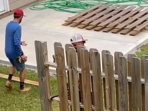 A homowner has had to take matters into their own hands after their neighbour built a fence breaching their property line. Picture: @unbewreathable / TikTok