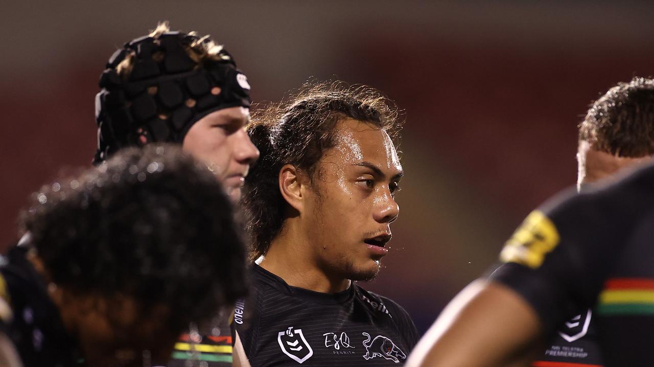 SYDNEY, AUSTRALIA - JULY 02: Jarome Luai of the Panthers looks on after an Eels try during the round 16 NRL match between the Penrith Panthers and the Parramatta Eels at BlueBet Stadium on July 02, 2021, in Sydney, Australia. (Photo by Mark Kolbe/Getty Images)