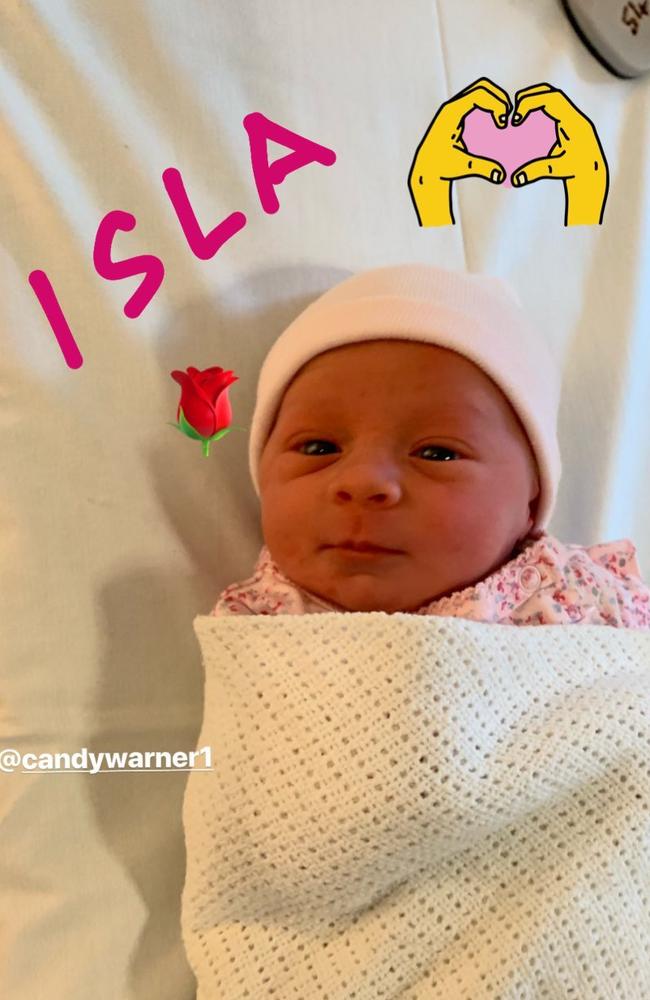 Candice Warner posted this adorable picture of her newborn daughter.