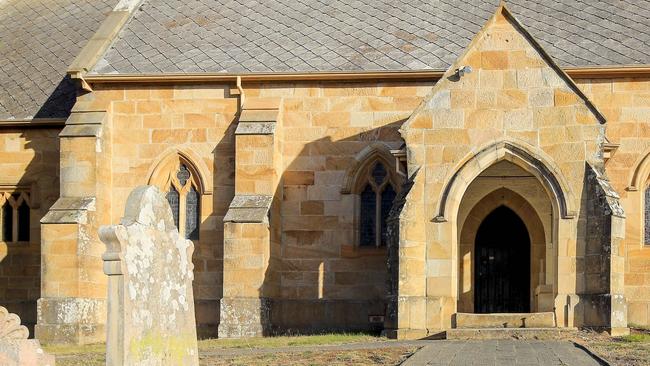 Elizabeth Turvey at the Buckland Anglican Church in southeast Tasmania, proposed for sale by the Anglican Church.