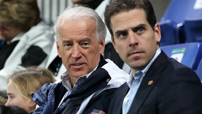 Joe Biden and his son Hunter in 2010. Picture: Getty Images