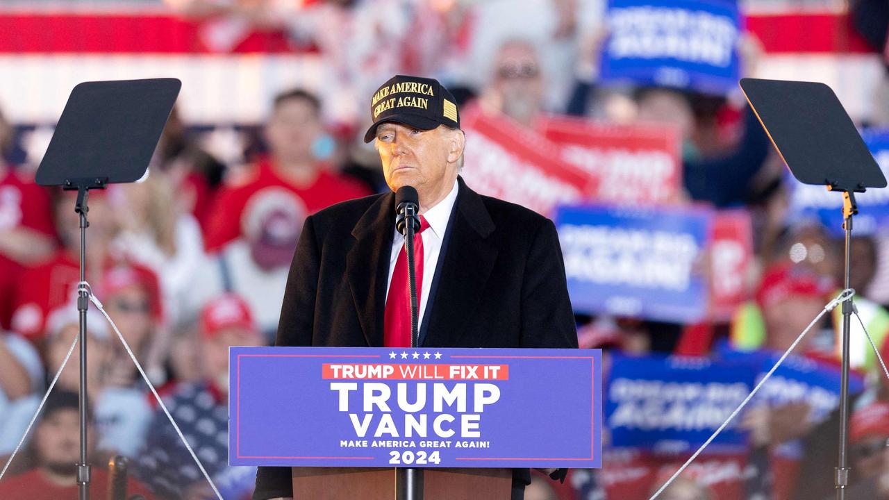 Trump speaks during a campaign rally in Kinston, North Carolina. Picture: AFP