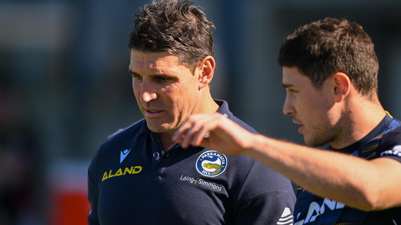 Parramatta caretaker coach Trent Barrett wants to know if he has the job next season. Picture: NRL Photos