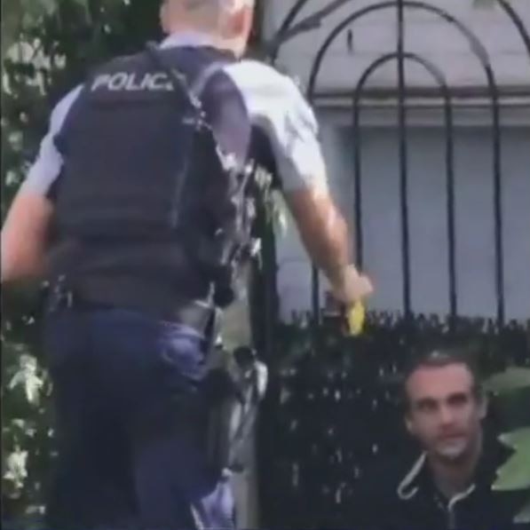 Video shows Bradshaw cornered near a row of terraces. Picture: Supplied