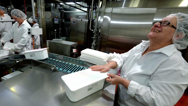 Lee-Anne McKiernan on the packing line at the Golden North plant in Laura. Picture: BERNARD HUMPHREYS