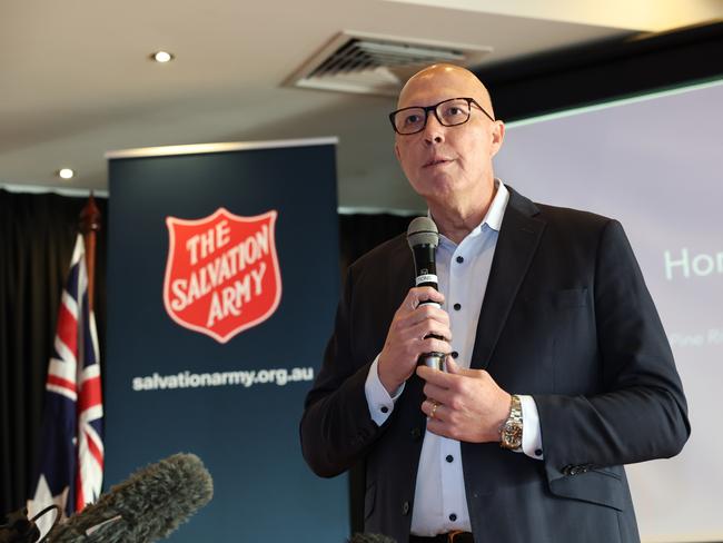 Peter Dutton while on the 2025 federal election campaign trail at the Salvation Army fundraiser at Pine Rivers Bowls Club, Bray Park. Picture: Adam Head / NewsWire