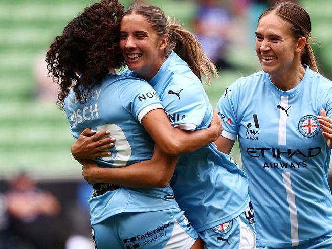 Melbourne City celebrate one of many goals this season. Picture: Morgan Hancock/Getty Images