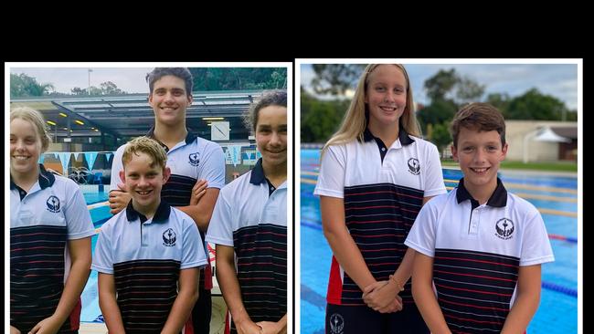 Gympie swimmers competing for Wide Bay at the :Queensland Schools State Swimming Championships at Chandler this week, March 2021.