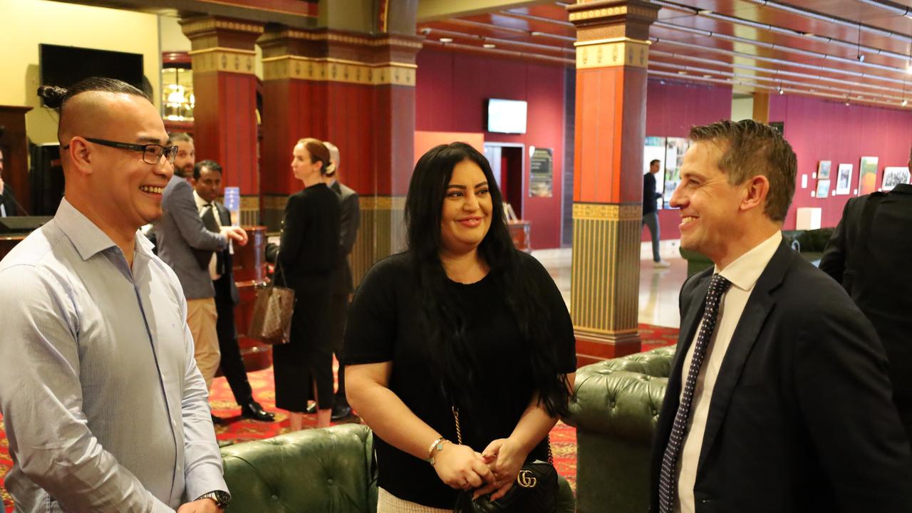 GoodSAM responders Phu Dinh and Irma Ekmescic meet with NSW Health minister Ryan Park after they answered the alert. Picture: Supplied