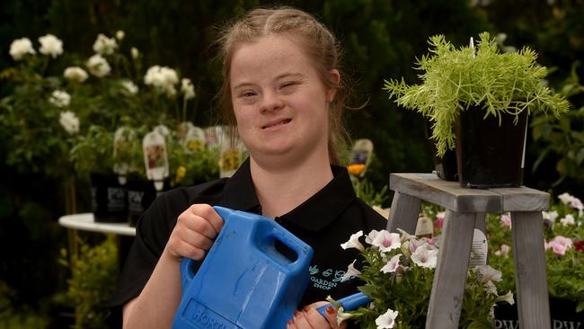 Carly Batten at her Carly &amp; gg's Garden shop in Jensen. Picture: Evan Morgan