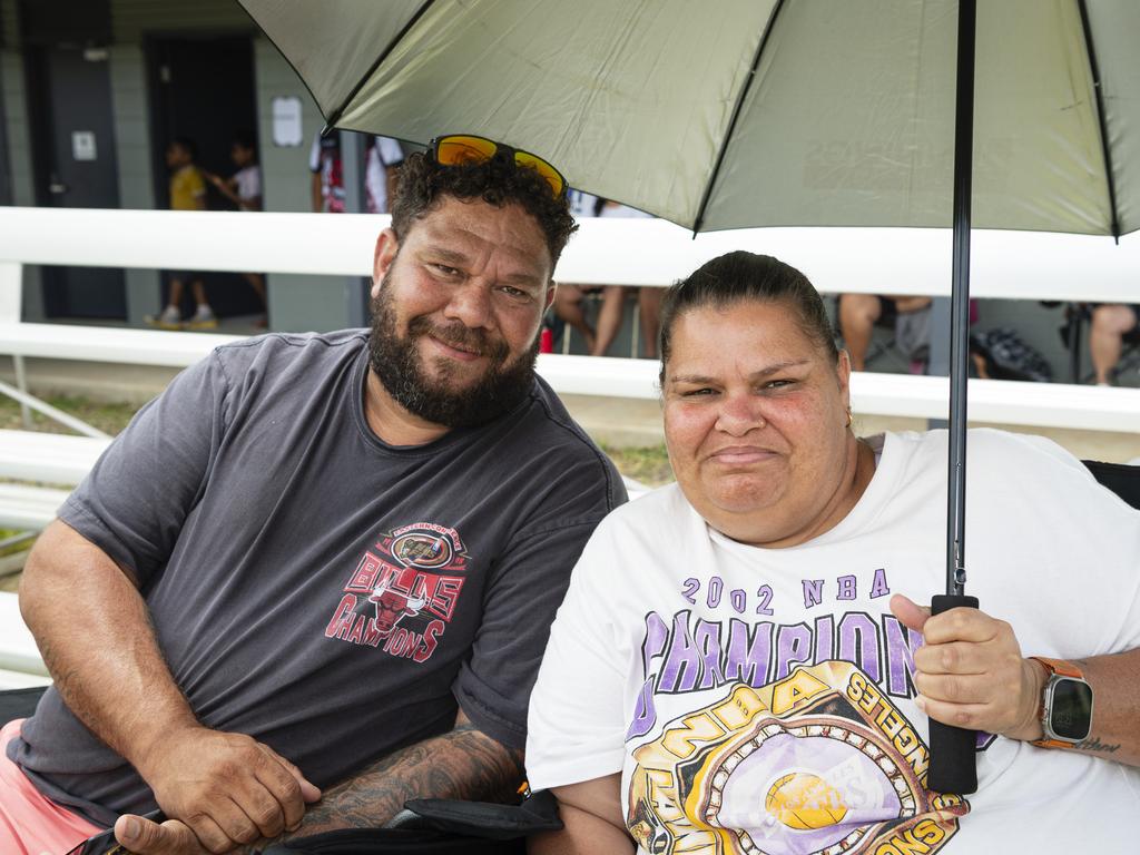 Matthew Malezer and Claire-Lee Martin at the Warriors Reconciliation Carnival women's games at Jack Martin Centre hosted by Toowoomba Warriors, Saturday, January 18, 2025. Picture: Kevin Farmer