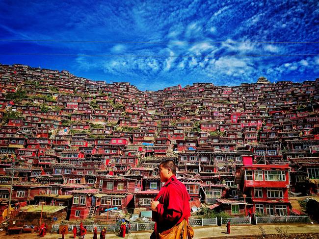 Disciplinant ... I was traveling to Sertar County (a county of Sichuan Province, China), and visited the Serthar Buddhist Institute here, Lamaism’s piety and the grand scene shocked me. I have never before felt my heart be so pure. When I wanted to take a photo there was a Lamaism walking by - so I got this photo. Picture: 希德 张, China, Entry, Open, Culture, 2017 Sony World Photography Awards