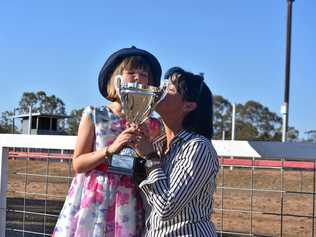 FOR DAD: Jorja Crompton and her mum Jackie with the Ken Dowling Cup, named in memory of Jackie's late father. Picture: Meg Gannon