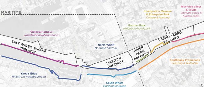 A map of the Greenline trail stretching along the Yarra River.