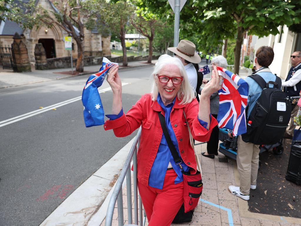 Royal fan Catherine White outside the church. Picture: Rohan Kelly