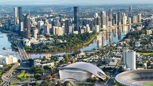 Gabba Olympic Precinct stadium render, designed by HAL Architects