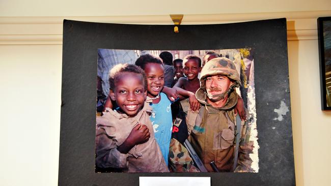 A photo is one piece of the Somalia memorabilia at Jezzine Barracks.