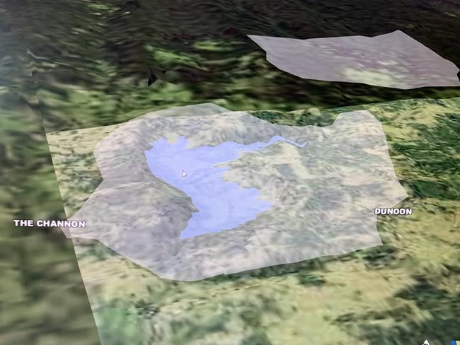 A 3D model of the proposed Dunoon dam, part of a digital map created by Rous County Council.