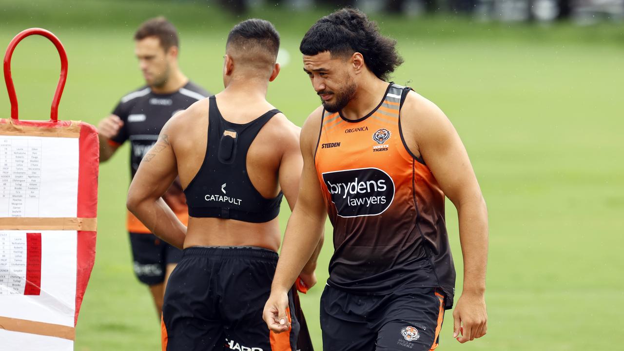 Kelma Tuilagi ahead of the Tigers season opening game against Melbourne Storm. Picture: Richard Dobson