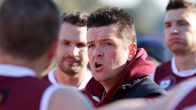 Northern Football League (NFL): Lower Plenty v Banyule at Montmorency Park. Senior coach of Lower Plenty Ben Turner. 10 July 2021. Picture : George Salpigtidis