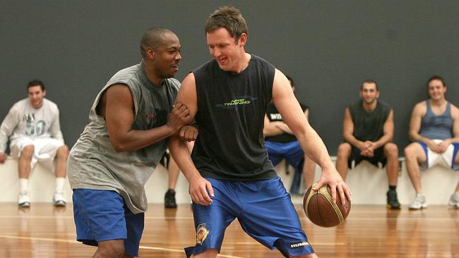 Joey Wright working out Anthony Petrie at the Brisbane Bullets.