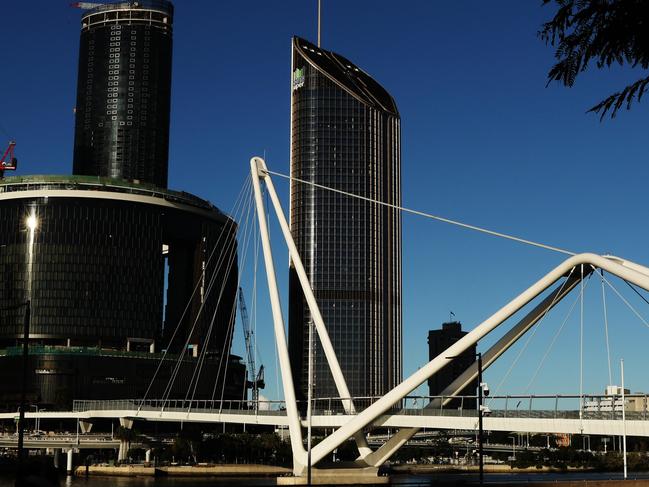 The state government’s ‘Tower of Power’ (centre) at 1 William St, Brisbane