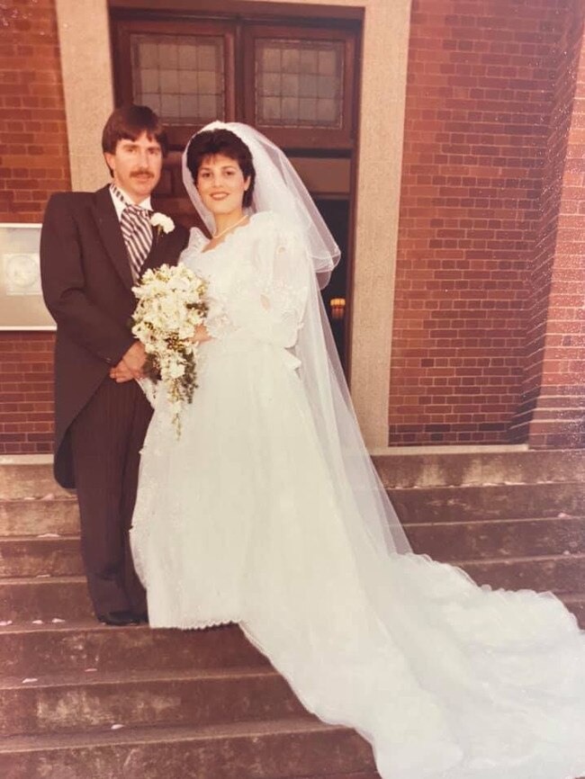 Queensland Education Minister Grace Grace and her husband Michael on their wedding day.