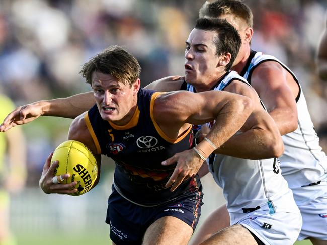 Matt Crouch and Connor Rozee. Picture: Mark Brake/Getty Images