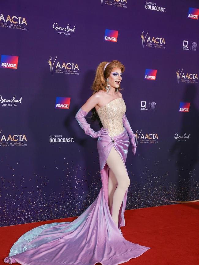 MaryAm arrives on the Red Carpet at the 2024 Aacta Awards at HOTA on the Gold Coast. Picture: Glenn Campbell