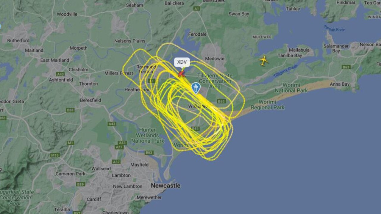 The 13-seater plane circled above Newcastle for nearly four hours. Picture: Flight Radar