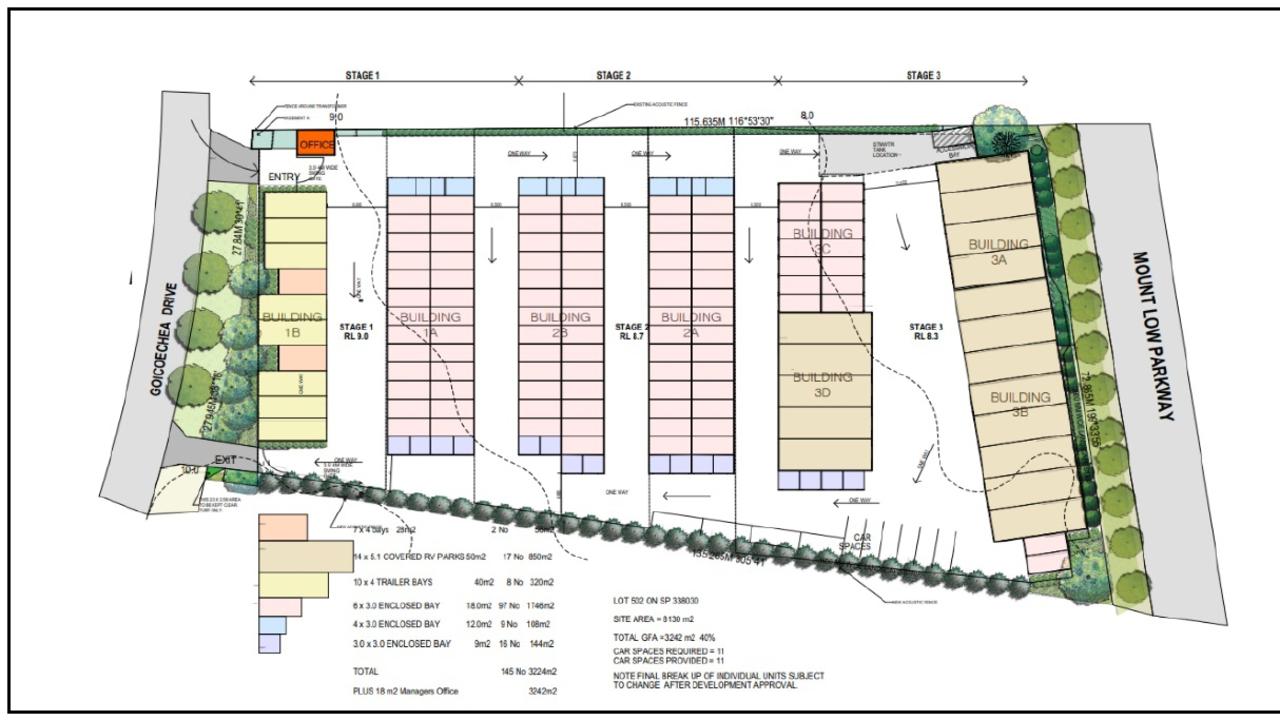 Layout of the proposed self-storage warehouse facility at Bushland Beach . Picture: Townsville City Council.