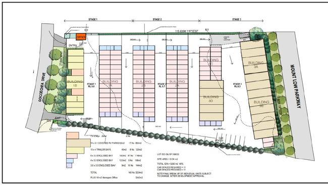 Layout of the proposed self-storage warehouse facility at Bushland Beach . Picture: Townsville City Council.