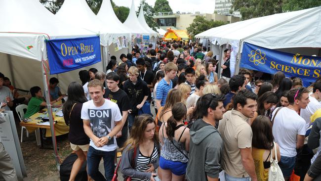 Students get ready for the upcoming academic year at O-Week celebrations at Monash University in Clayton. 