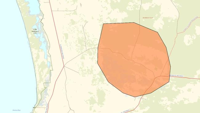 The CFS said the fire was uncontrolled at about 7pm on Tuesday and affected this area around Mount Wedge.