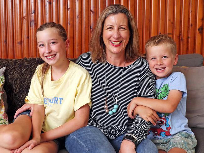 Mum Nichola Quail and her children Sebastian, 6, and Isabella, 11. Isabella will be her school’s fundraising minister. Picture: Tim Hunter