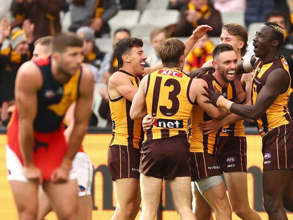 Milestone man Jack Gunston celebrates. Picture: Quinn Rooney/Getty Images