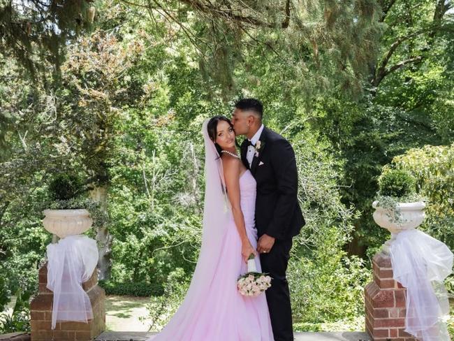 High school sweethearts, Pops and Jay, finally tied the knot on Christmas Eve. Picture: Instagram (@poppynichaloff)