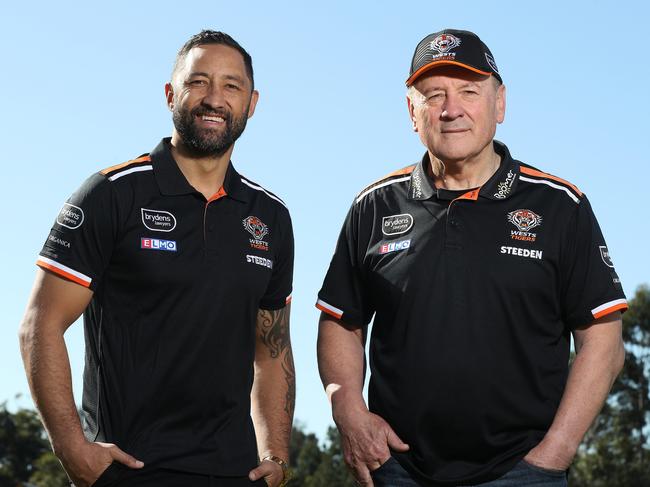 The West Tigers succession plan will see Benji Marshall (L) take over from Tim Sheens in two years. Picture: David Swift