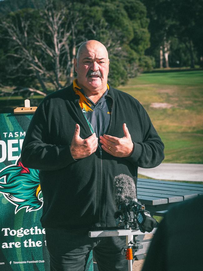 David Foster champion axeman. Launch of 'together, we are the team' poster and coaster campaign, a joint initiative by the Tasmania Football Club and the Tasmanian Hospitality Association. Picture: Tasmania Football Club