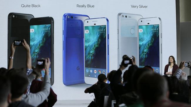 Sabrina Ellis, Google director of product management, introduces Google’s Pixel phones in San Francisco. Picture: AP Photo/Eric Risberg