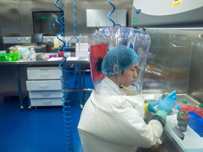 A worker in the Wuhan lab. Picture: AFP