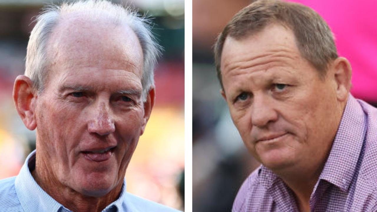 Dolphins coach Wayne Bennett and Broncos coach Kevin Walters. Getty