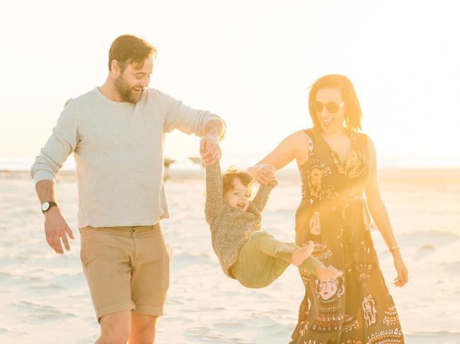 Delicious humans … Gyton Grantley with wife Alex and son Rocco.