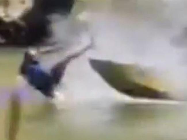 Footage of a man behaving dangerously on a boat has been taken the same day a woman was hit in the water while swimming with MPs calling for more police.