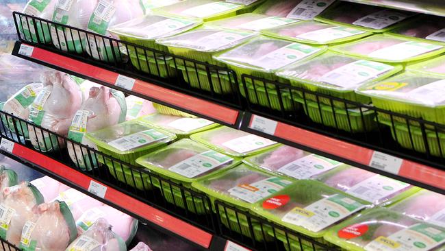 Inghams chicken on a supermarket shelf. Picture: Hollie Adams