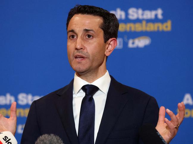 Leader of the Opposition David Crisafulli during a media conference, Brisbane Convention Centre. Picture: Liam Kidston